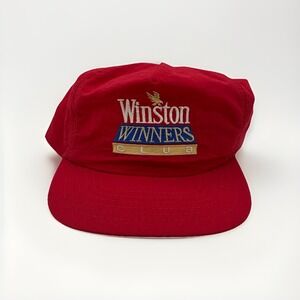 Winston Winners Club Hat Nylon Snapback Cap Red Embroidered Eagle Vintage 90s